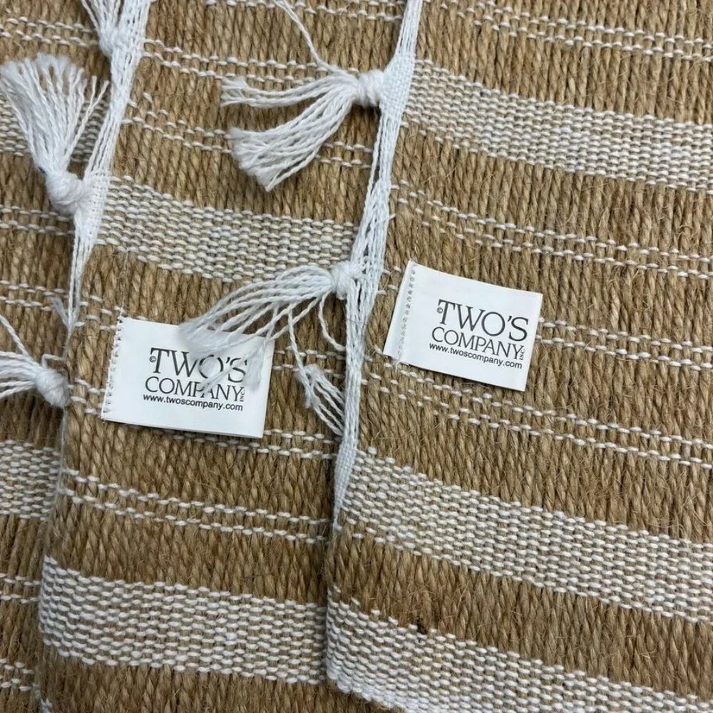 Two’s Company Au Natural Jute Cotton Tassel Placemats Set of 4